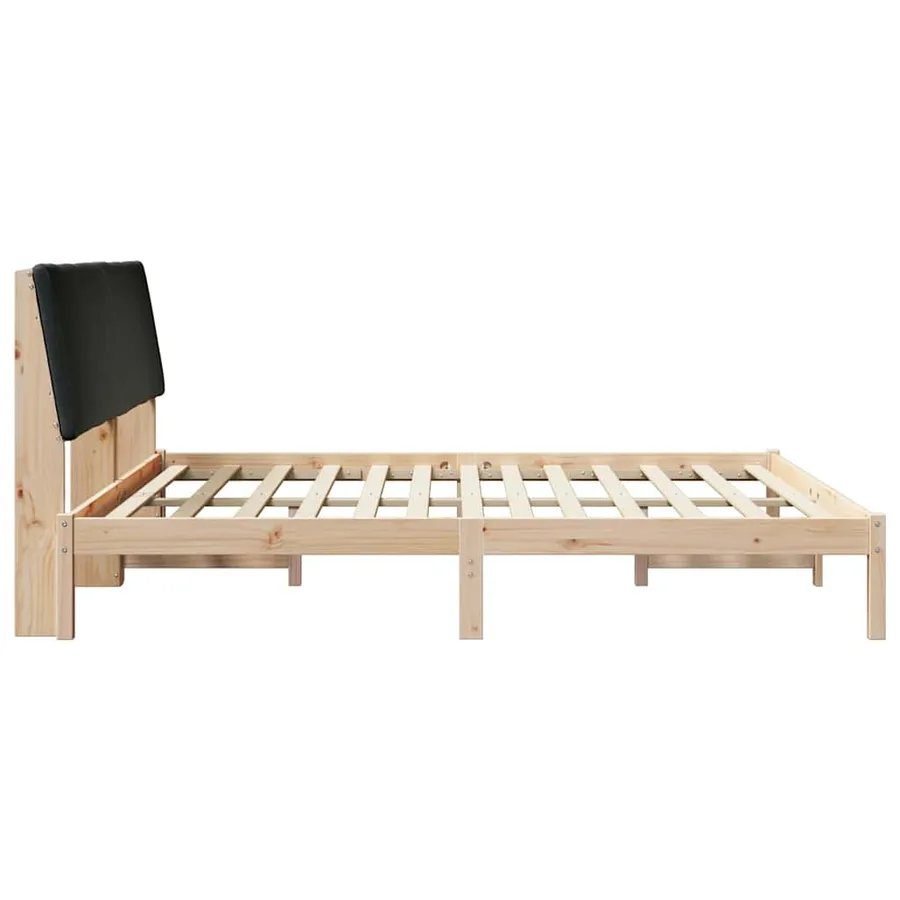 Cadre de lit Marron et noir 200 x 200 cm Bois massif en pin - 6