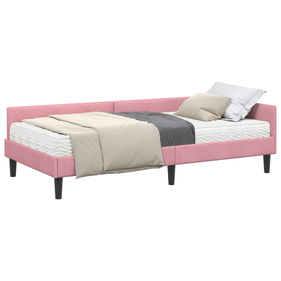 Cadre de lit d'angle avec matelas Autre 2 pcs Gris Velours - 2