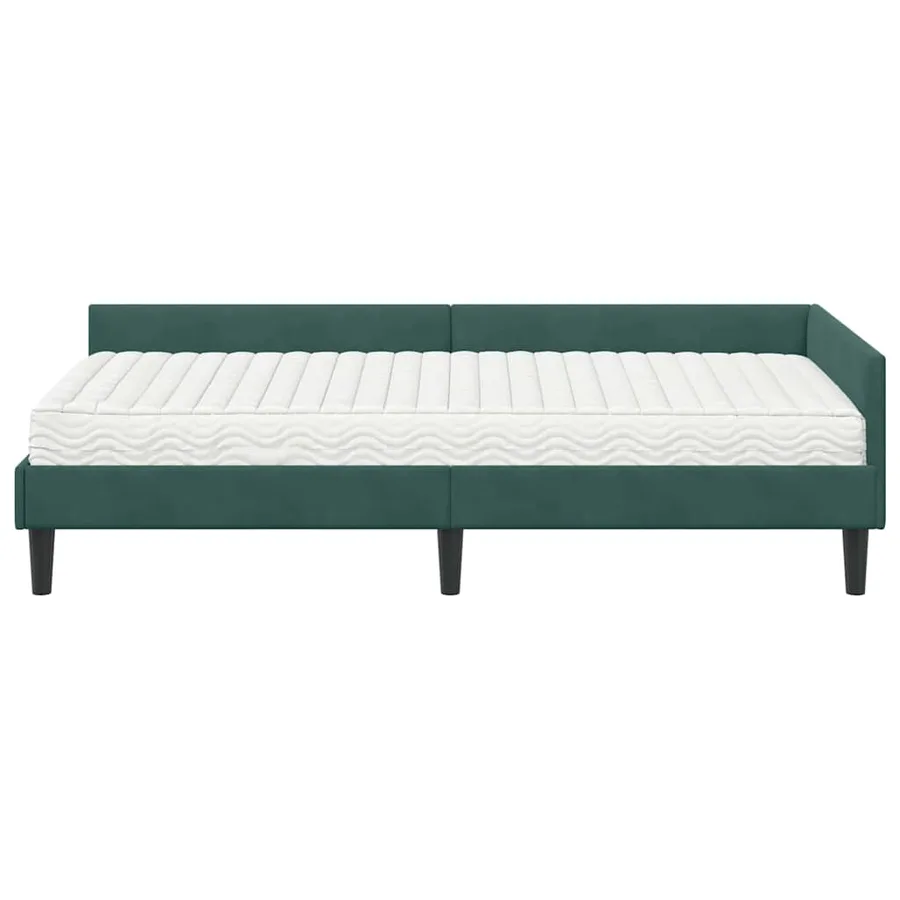 Cadre de lit d'angle avec matelas Autre 2 pcs Vert Velours - 5