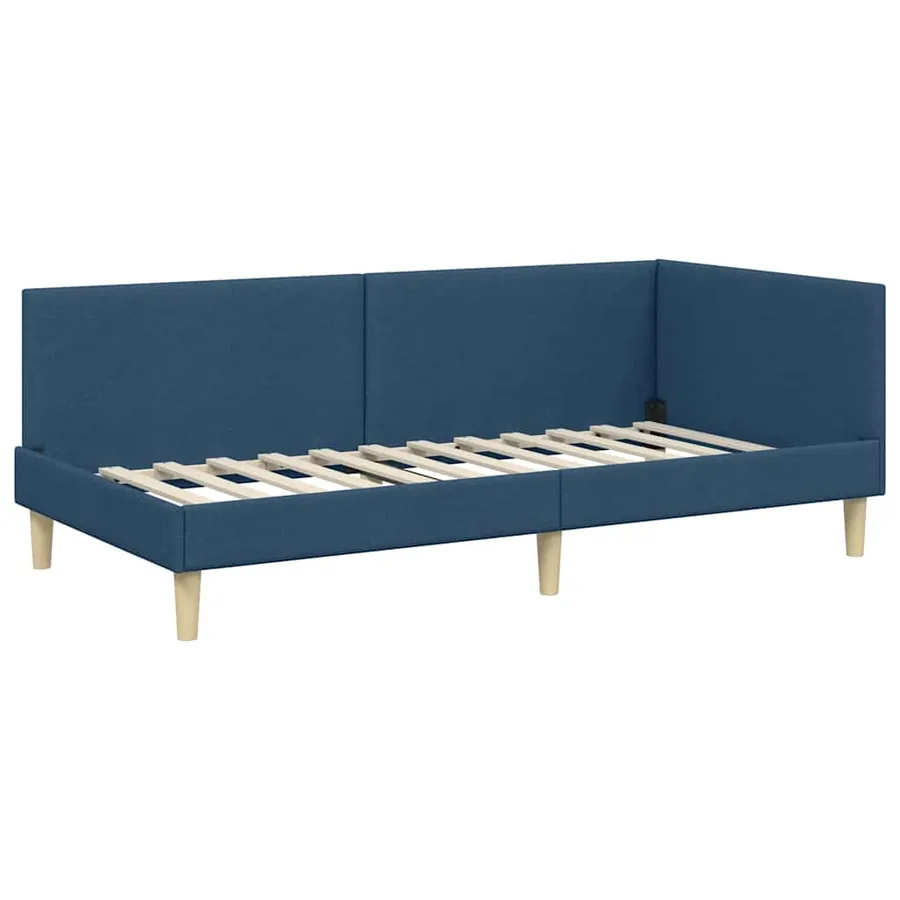 Cadre de lit d'angle Bleu 90 cm x 200 cm Tissu et Contreplaqué - 4