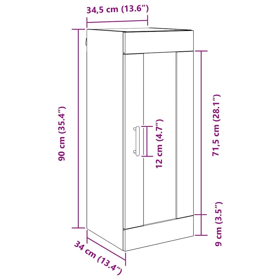 Meuble mural Chêne noir 34,5 x 34 x 90 cm Bois d'ingénierie - 11