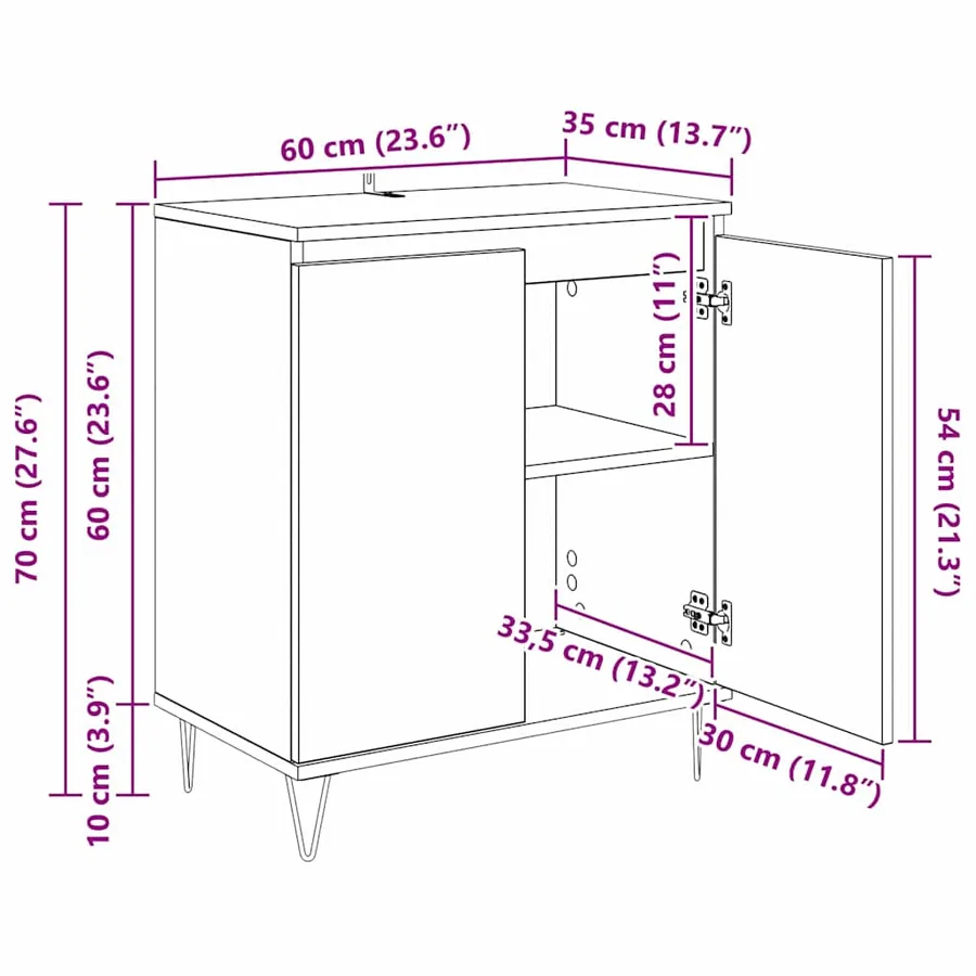 Buffet Chêne artisanal 60 x 35 x 70 cm Bois d'ingénierie - 15