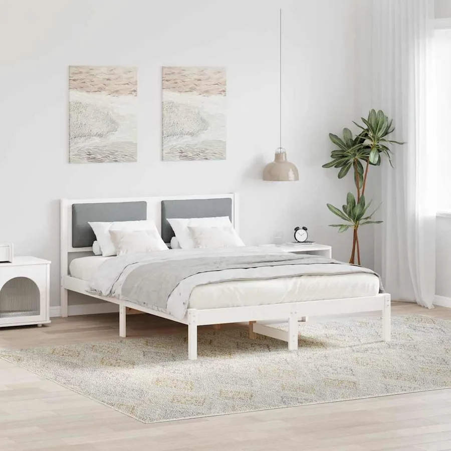 Cadre de lit Gris clair 140 x 190 cm Pin massif