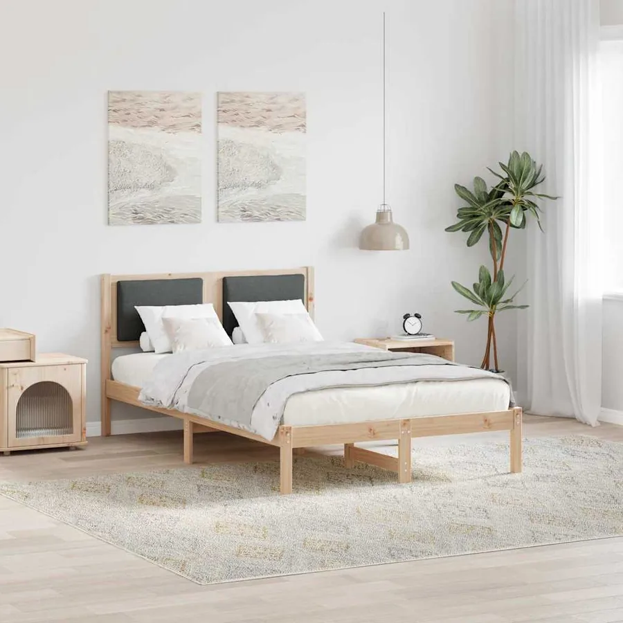 Cadre de lit Gris foncé 120 x 190 cm Pin massif