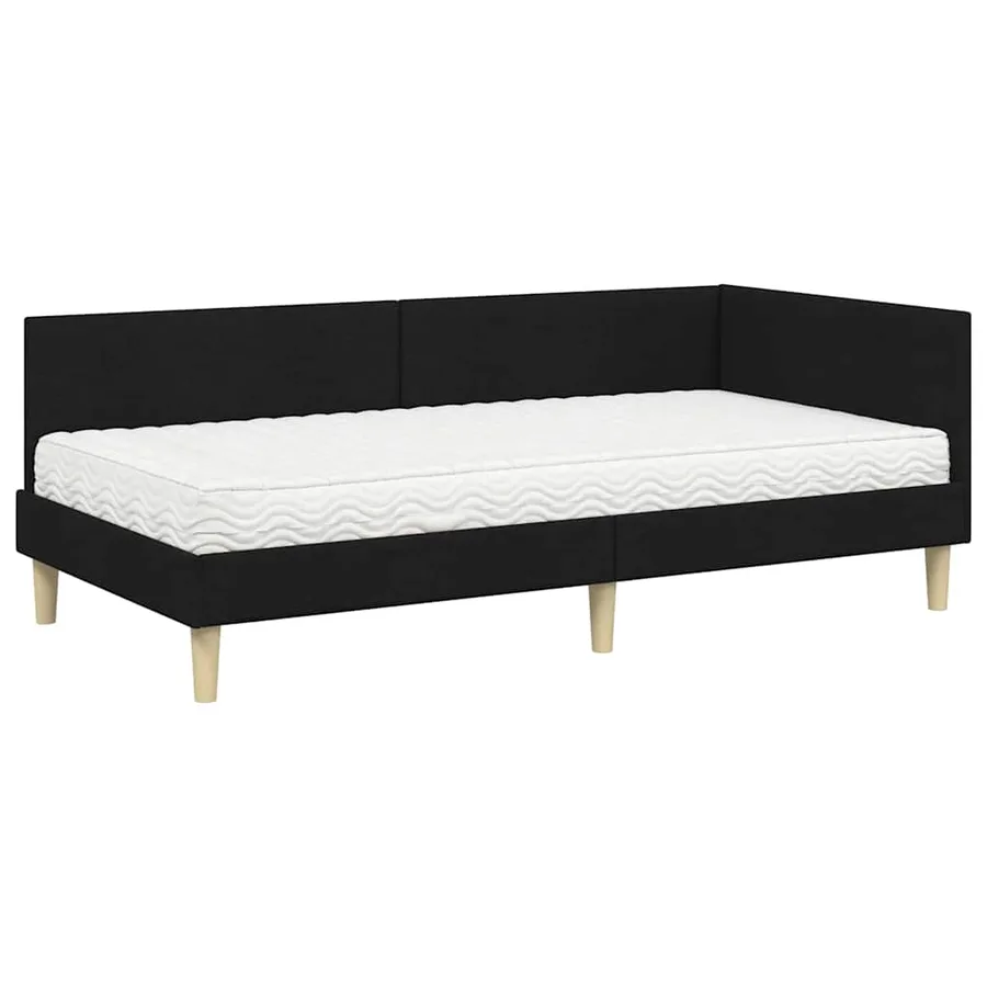 Cadre de lit d'angle avec matelas Autre 2 pcs Vert tissu - 4
