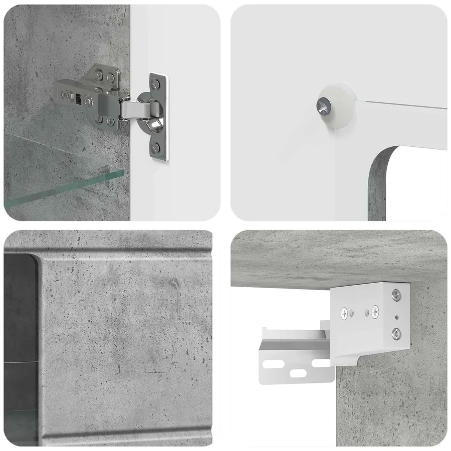Cabinet en Bois Gris béton 50 x 29 x 100 cm Bois d'ingénierie - 9