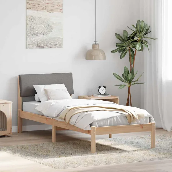 Cadre de lit Marron et taupe 75 x 190 cm Bois massif en pin