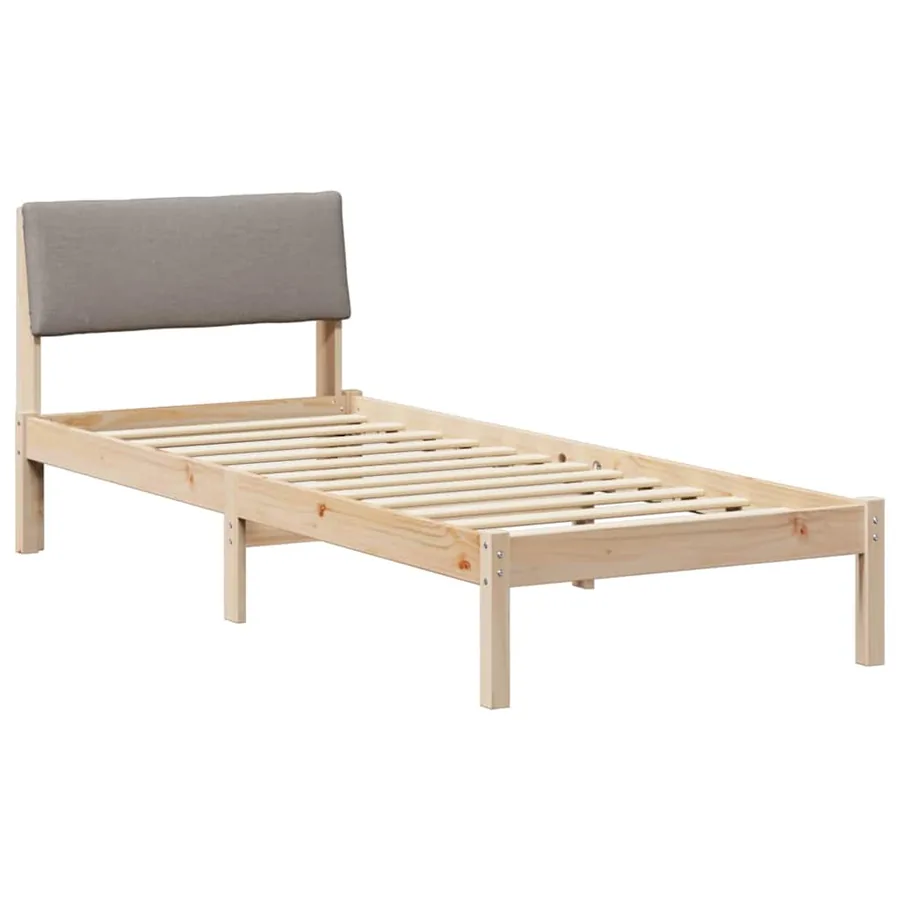 Cadre de lit Marron et taupe 75 x 190 cm Bois massif en pin - 2