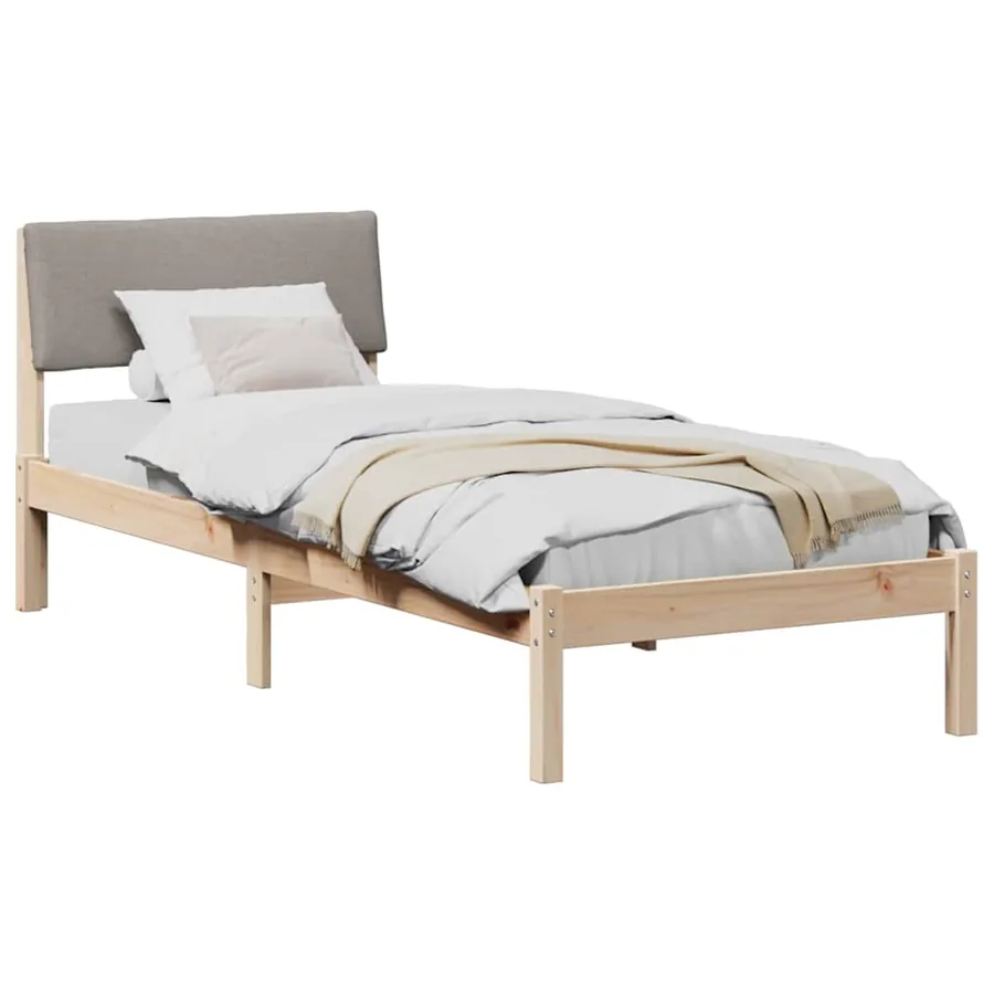 Cadre de lit Marron et taupe 75 x 190 cm Bois massif en pin - 3