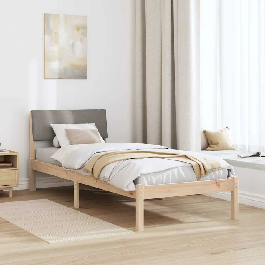 Cadre de lit Marron et taupe 75 x 190 cm Bois massif en pin - 4