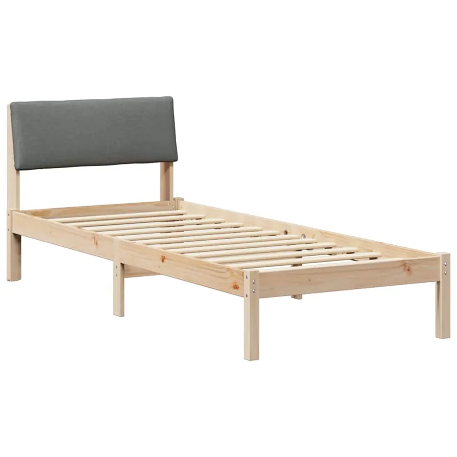 Cadre de lit avec tête de lit marron et gris foncé 75 x 190 cm - 2