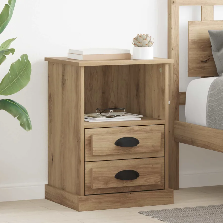 Cabinet de chevet 2 pc Chêne artisanal 36 x 43 x 60 cm
