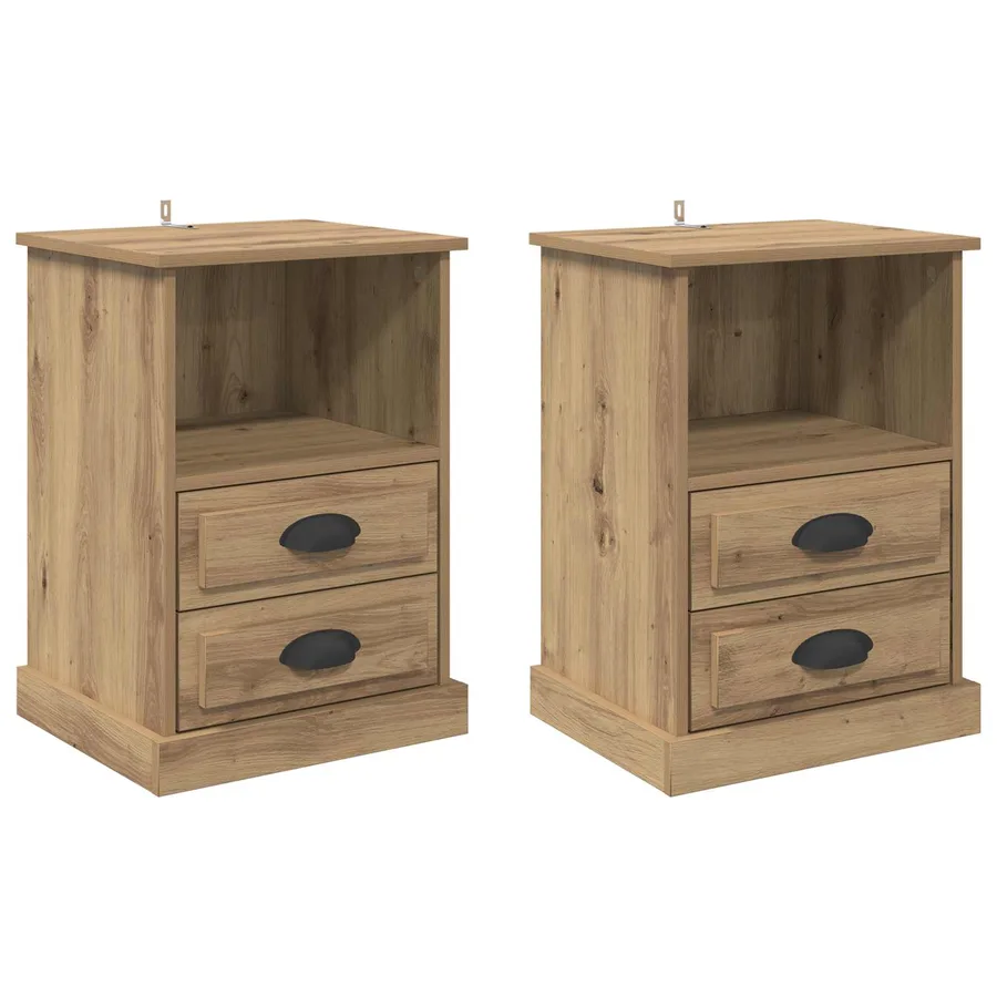 Cabinet de chevet 2 pc Chêne artisanal 36 x 43 x 60 cm - 2