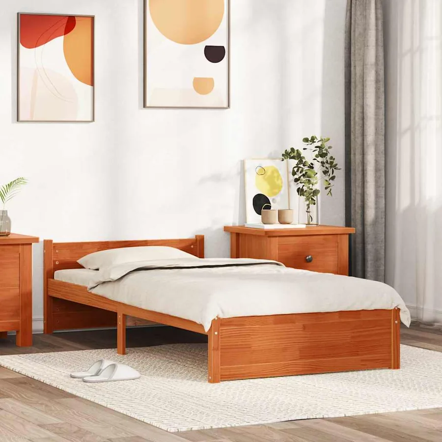 Cadre de lit Brun cire 195,5 x 80,5 x 51 cm Pin massif