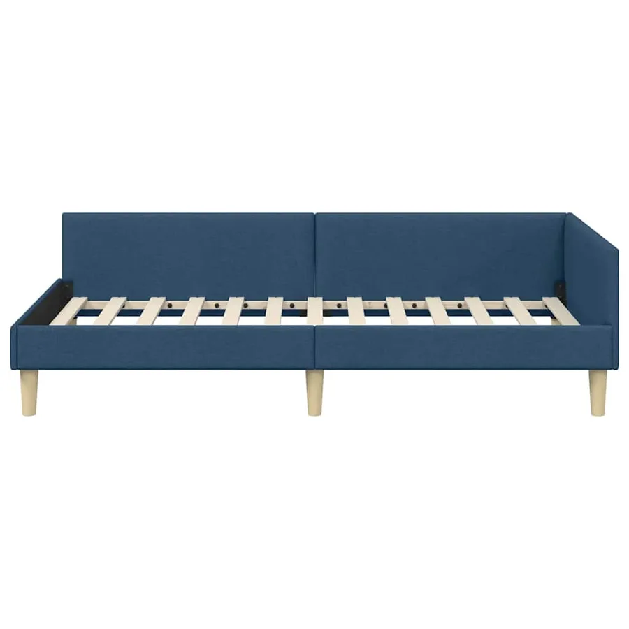 Cadre de lit d'angle Bleu 90 x 190 cm tissu - 5