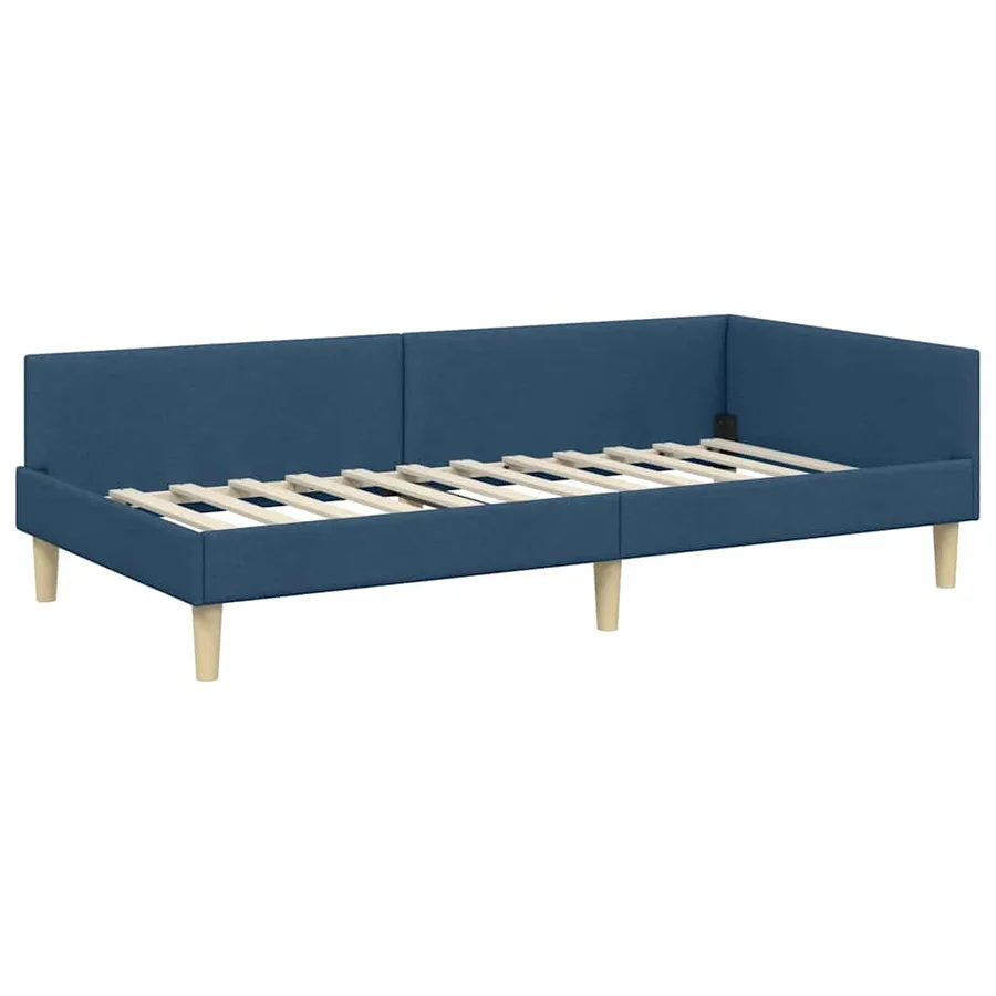 Cadre de lit d'angle avec matelas avec matelas 2 pcs Bleu tissu - 6