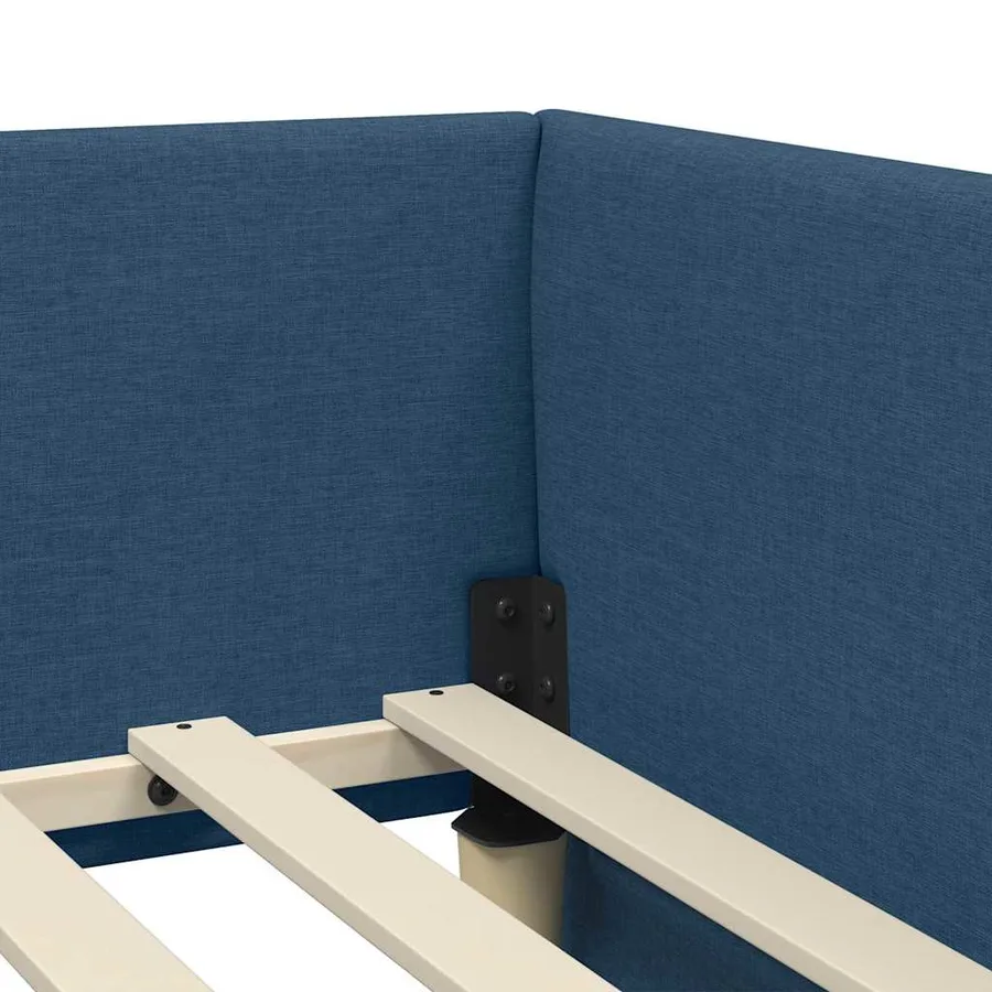 Cadre de lit d'angle avec matelas avec matelas 2 pcs Bleu tissu - 8
