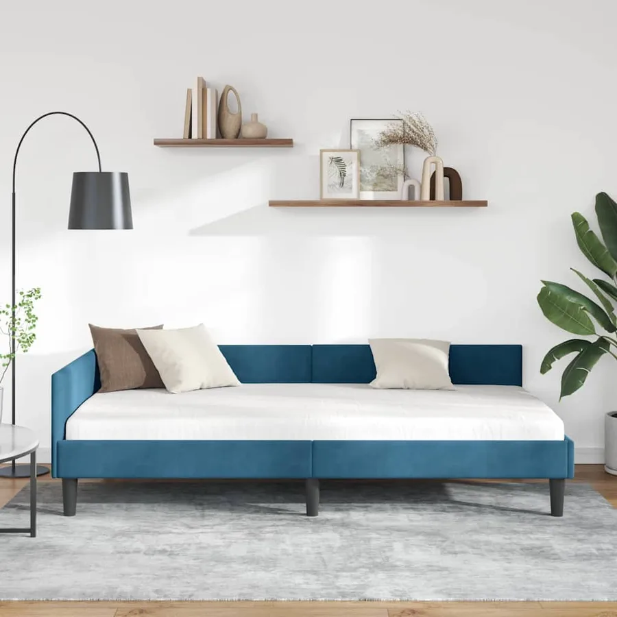 Cadre de lit d'angle Bleu 100 cm x 200 cm Velours - 3