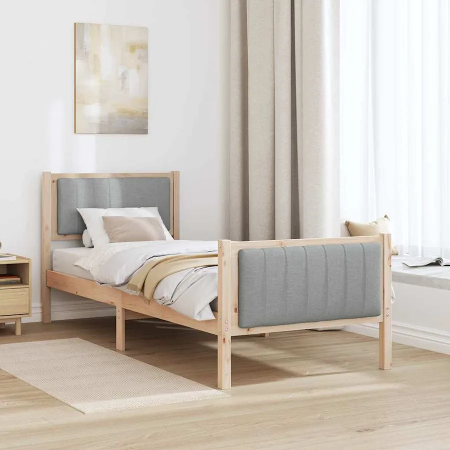 Cadre de lit avec tête de lit Marron et gris clair 75 x 190 cm - 4