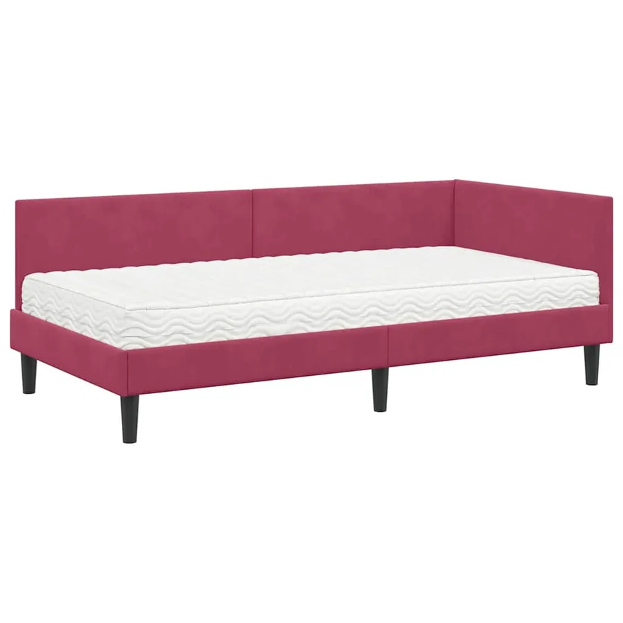 Cadre de lit d'angle avec matelas Autre 2 pcs Vert Velours - 4
