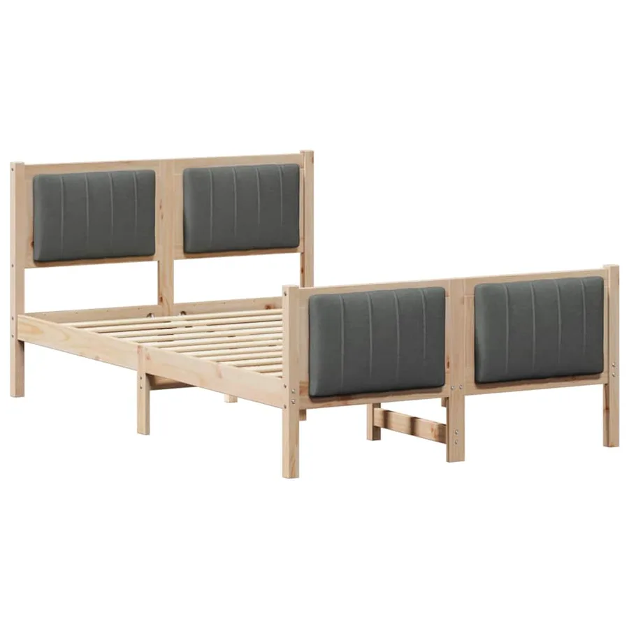 Cadre de lit avec tête de lit marron et gris foncé 120 x 190 cm - 2