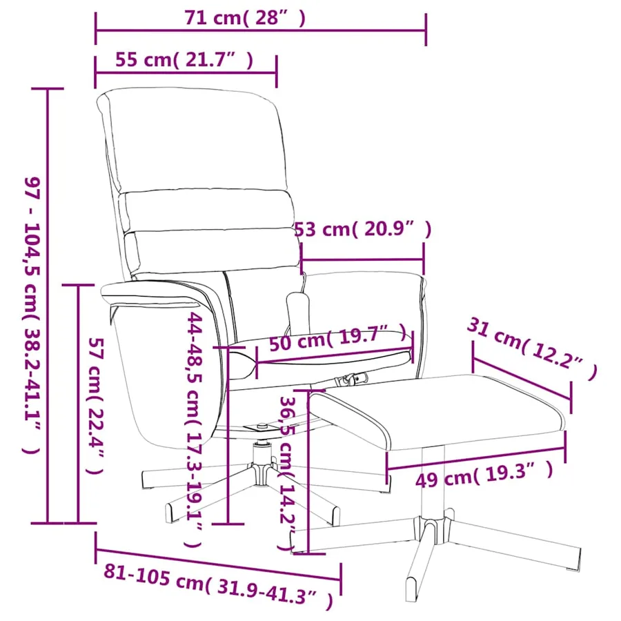 Fauteuil inclinable de massage avec repose-pied gris similicuir - 11