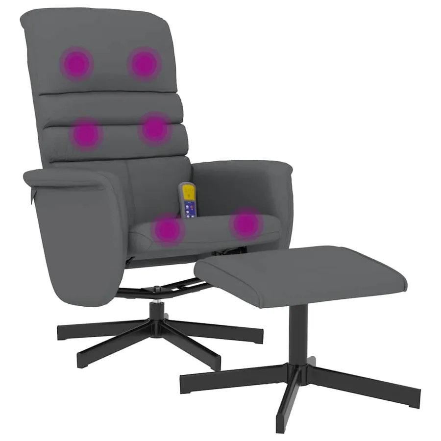 Fauteuil inclinable de massage avec repose-pied gris similicuir - 2
