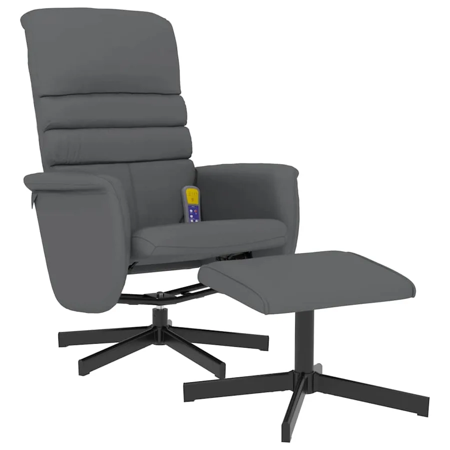Fauteuil inclinable de massage avec repose-pied gris similicuir - 3