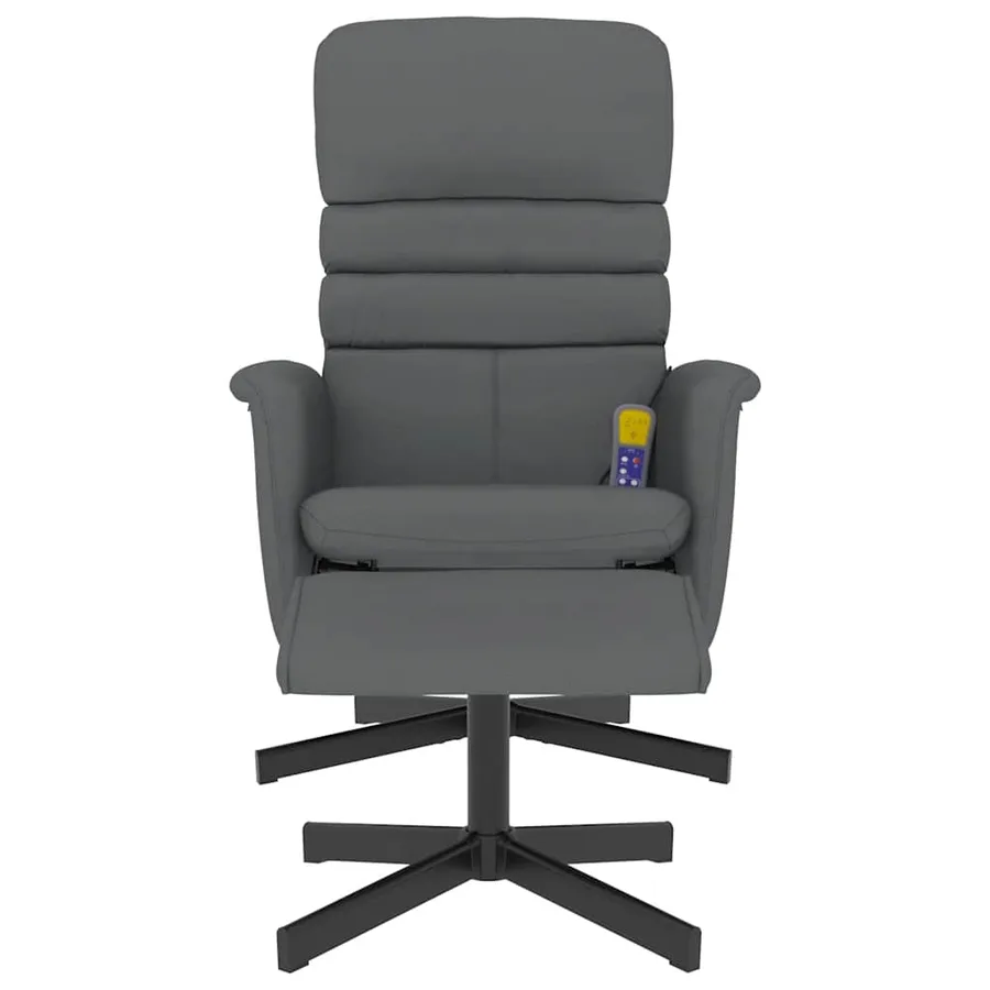 Fauteuil inclinable de massage avec repose-pied gris similicuir - 4