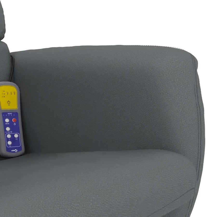 Fauteuil inclinable de massage avec repose-pied gris similicuir - 8