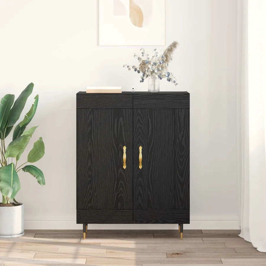 Buffet Chêne noir 69,5 x 34 x 90 cm Bois d'ingénierie - 4