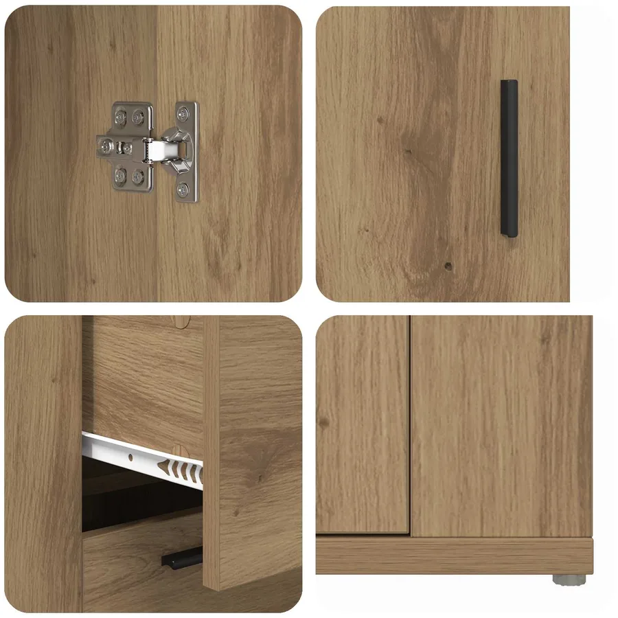 Buffet Chêne artisanal 100 x 33 x 59,5 cm Bois d'ingénierie - 9