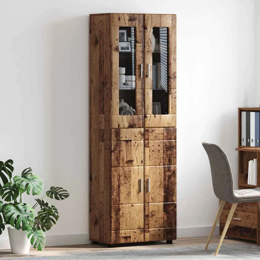 Haut Armoire avec étagère FLORIN Bois ancien 60 x 35 x 182 cm - 4