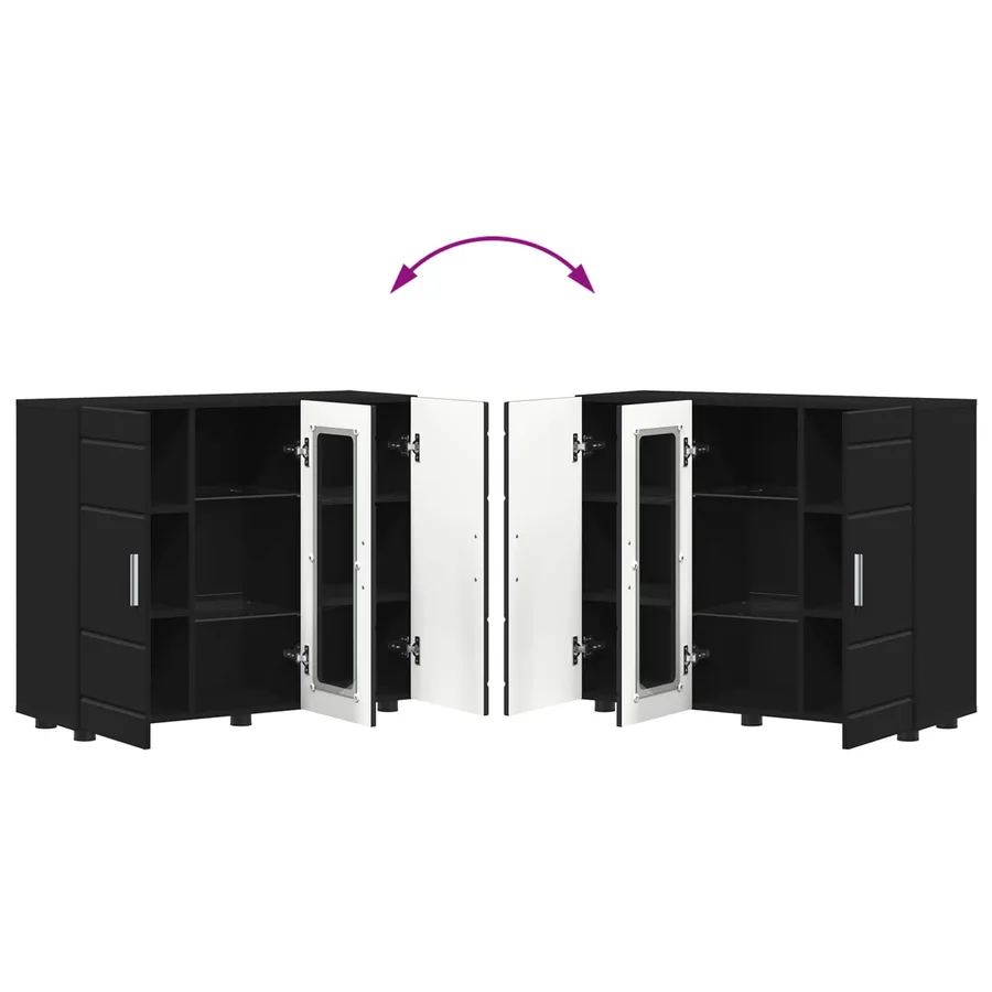 Cabinet en Bois Noir 88,5 x 30,5 x 73 cm Bois d'ingénierie - 11