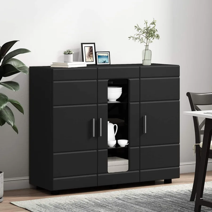 Cabinet en Bois Noir 88,5 x 30,5 x 73 cm Bois d'ingénierie - 4
