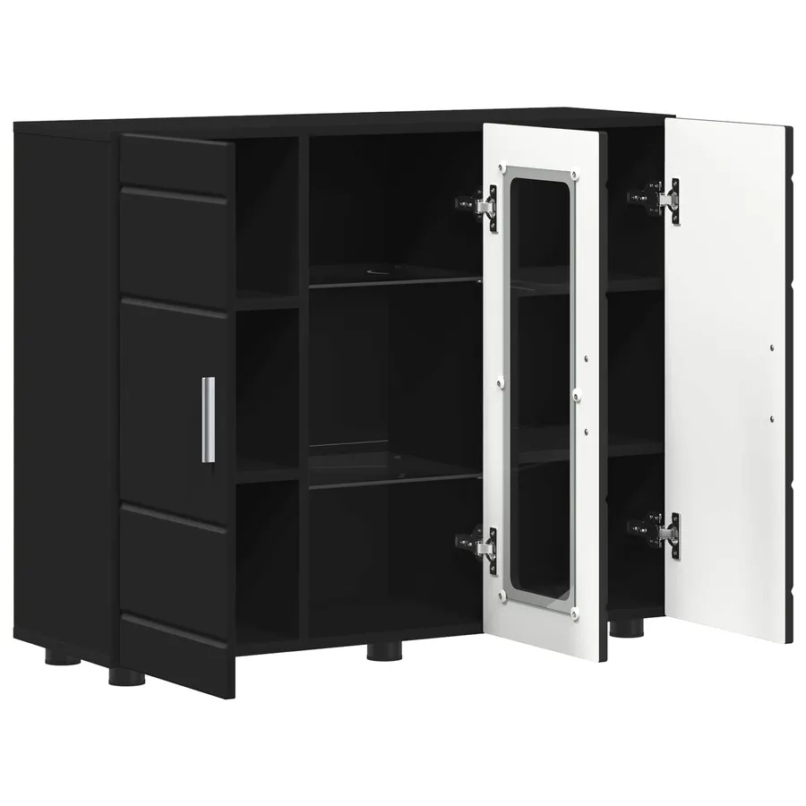 Cabinet en Bois Noir 88,5 x 30,5 x 73 cm Bois d'ingénierie - 5
