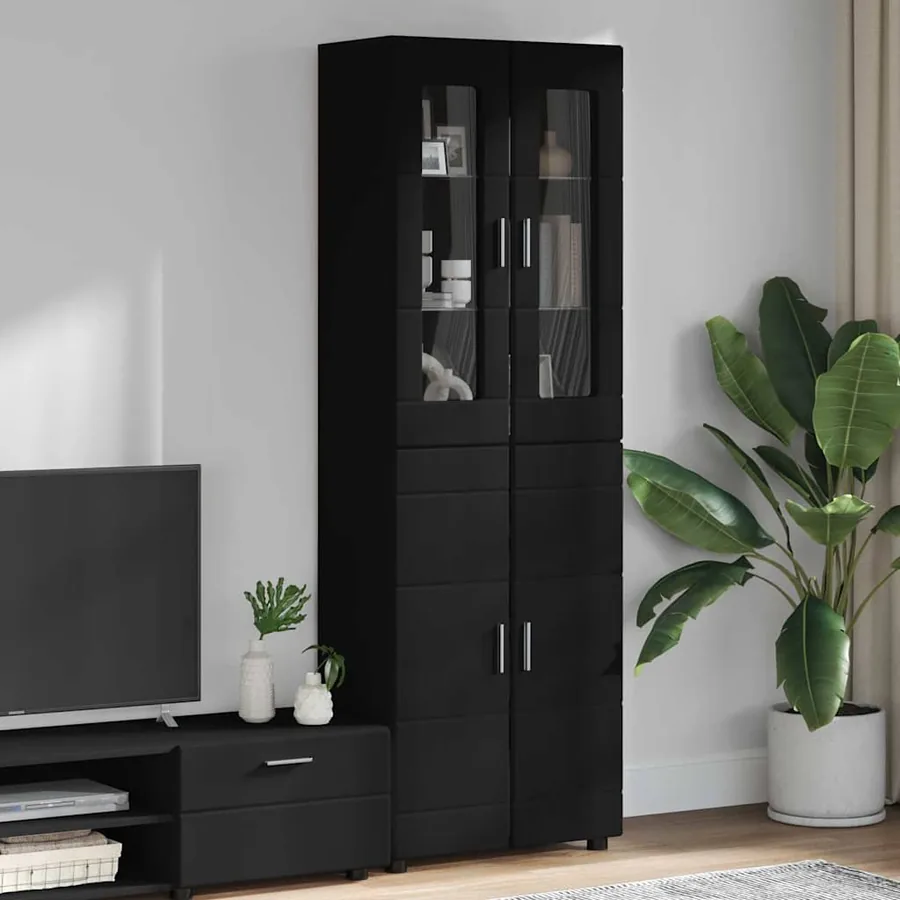 Haut Armoire FLORIN Noir 60 x 35 x 182 cm Bois d'ingénierie