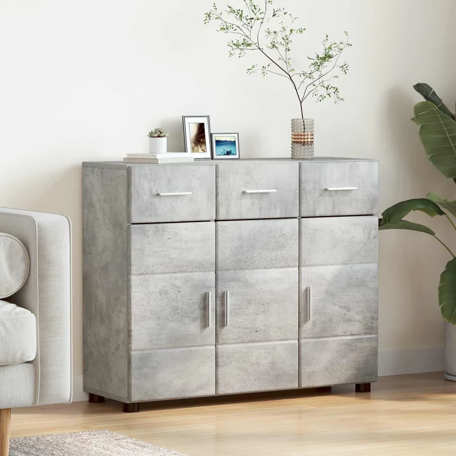 Buffet FLORIN 88,5 x 30,5 x 73 cm Gris béton Bois d'ingénierie