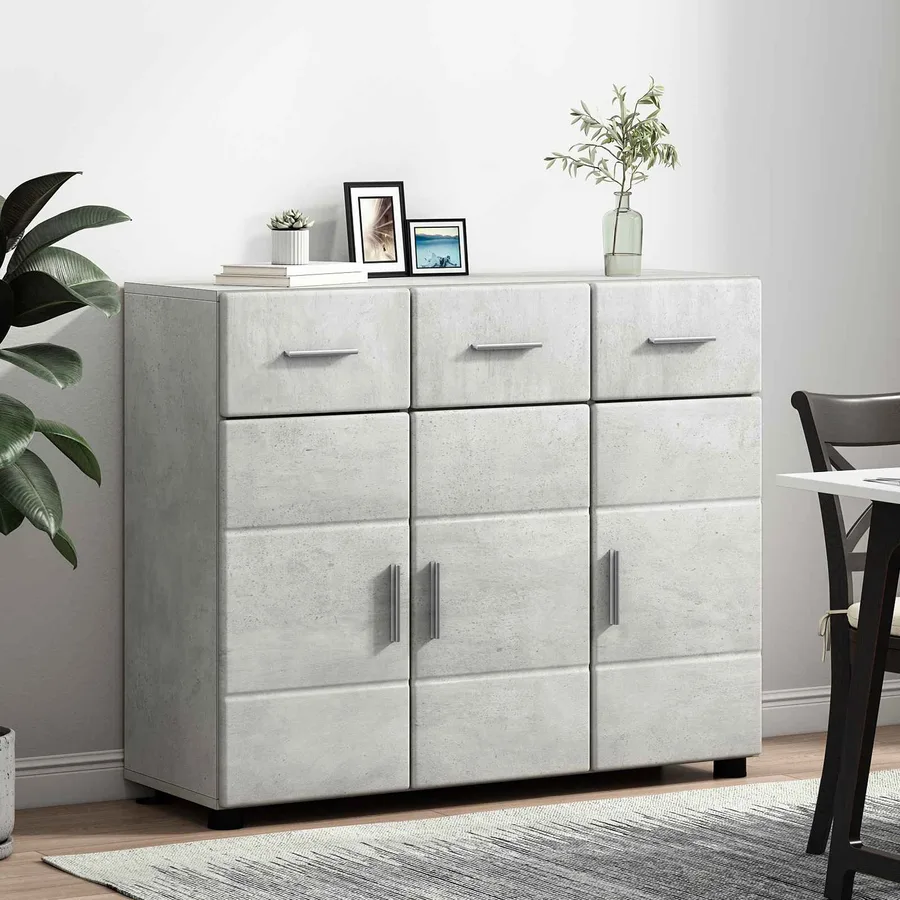 Buffet FLORIN 88,5 x 30,5 x 73 cm Gris béton Bois d'ingénierie - 4