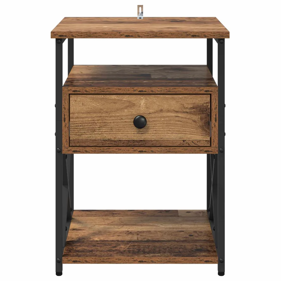 Cabinet de chevet avec tiroir 2 pcs Bois ancien 40 x 42 x 55 cm - 7