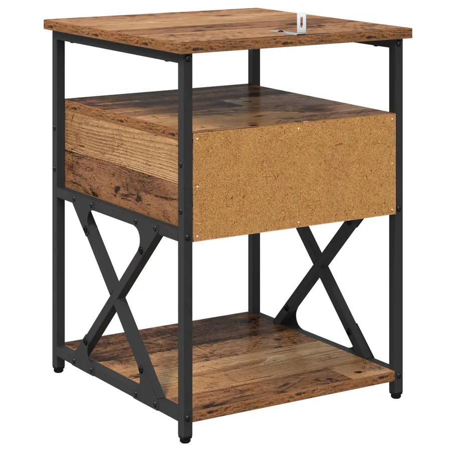 Cabinet de chevet avec tiroir 2 pcs Bois ancien 40 x 42 x 55 cm - 9
