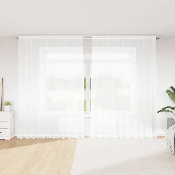 Rideau en Dentelle Floral Blanc 260 x 300 cm Polyester