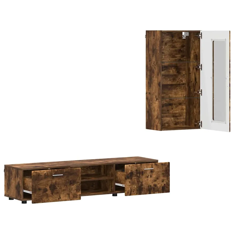 Ensemble meuble TV FLORIN 3 pcs Chêne fumé Bois d'ingénierie - 5