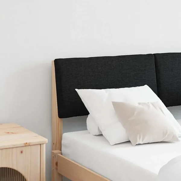 Tête de lit capitonnée Noir 120 cm Pin massif