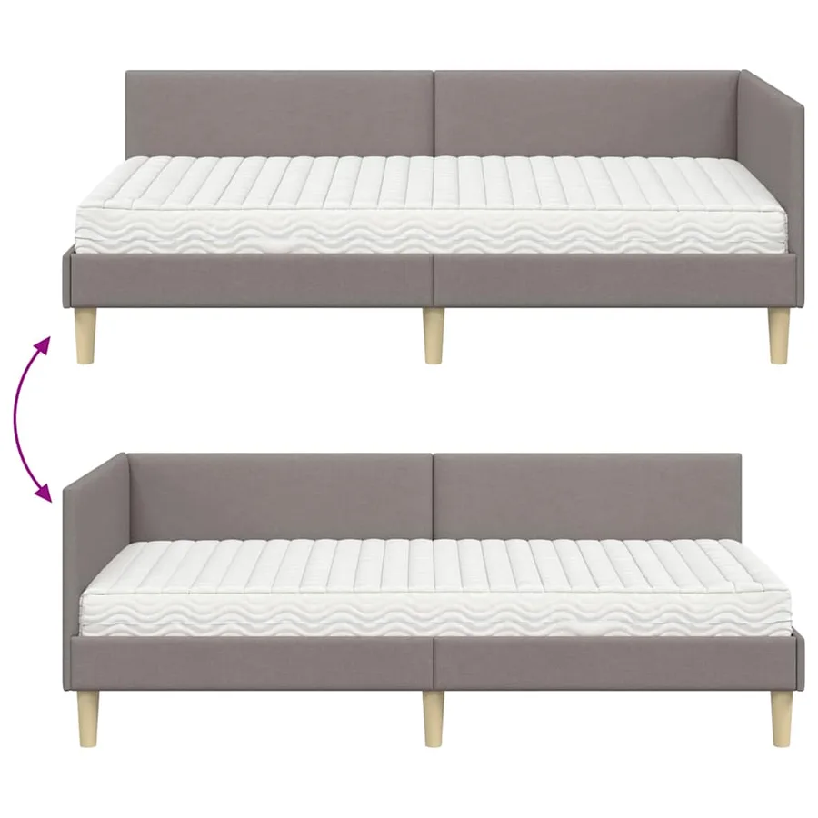 Cadre de lit d'angle avec matelas Autre 2 pcs Taupe tissu - 12