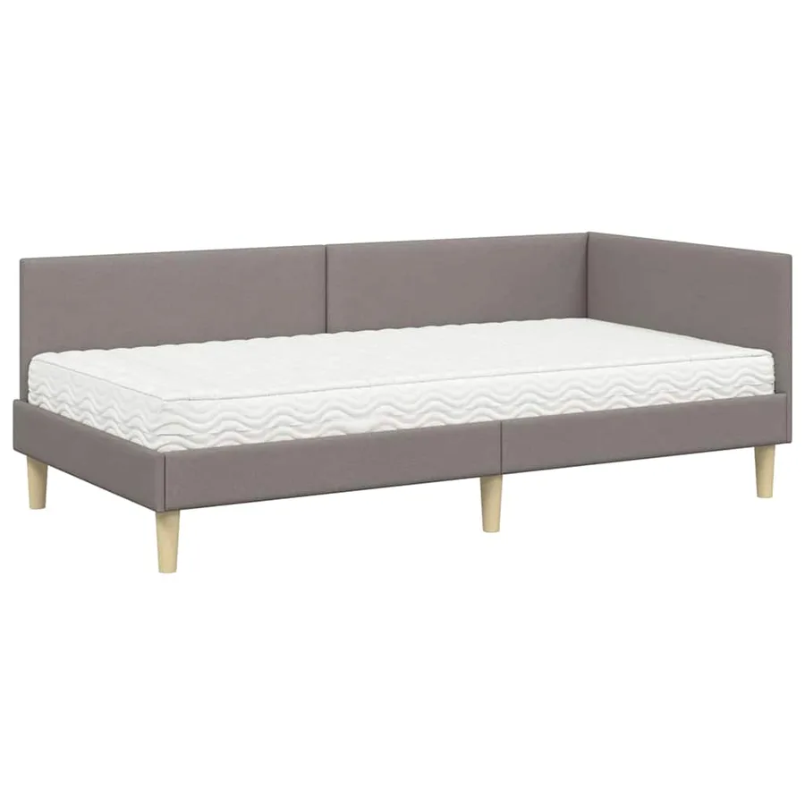 Cadre de lit d'angle avec matelas Autre 2 pcs Taupe tissu - 4