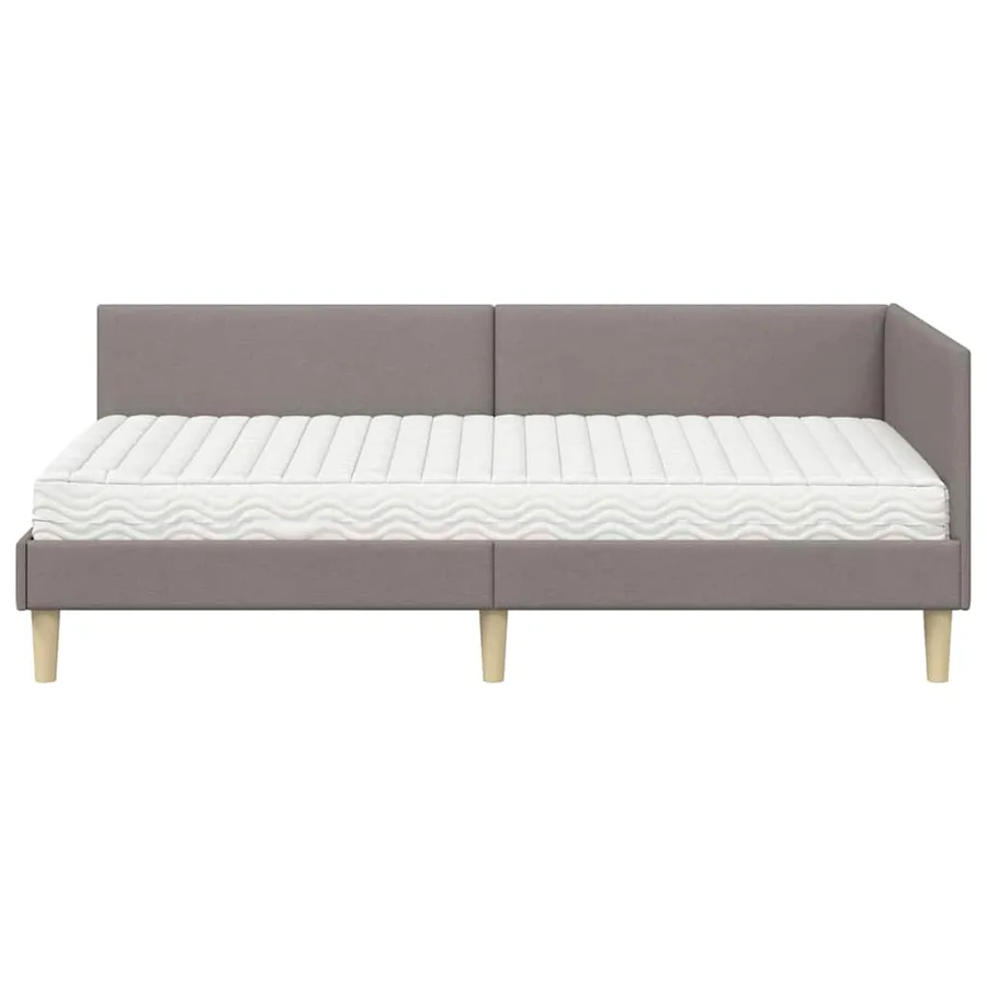 Cadre de lit d'angle avec matelas Autre 2 pcs Taupe tissu - 5