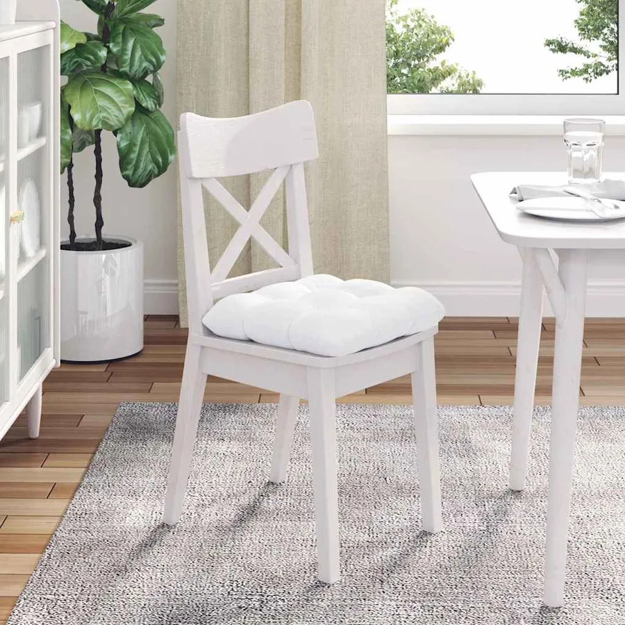 Coussins de siège 4 pcs Blanc 40 x 40 x 12 cm tissu - 4
