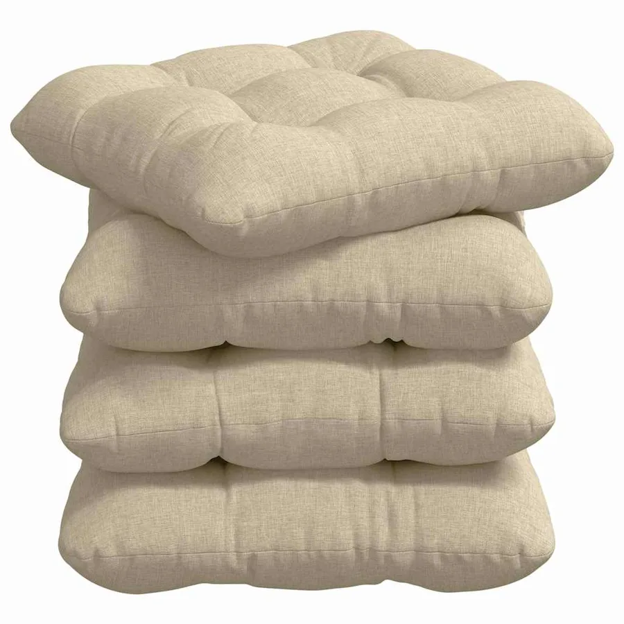 Coussins de siège 4 pcs Crème 40 x 40 x 12 cm tissu - 2