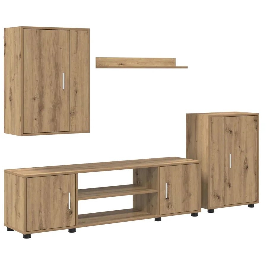 Ensemble meuble TV Chêne artisanal Bois d'ingénierie - 2
